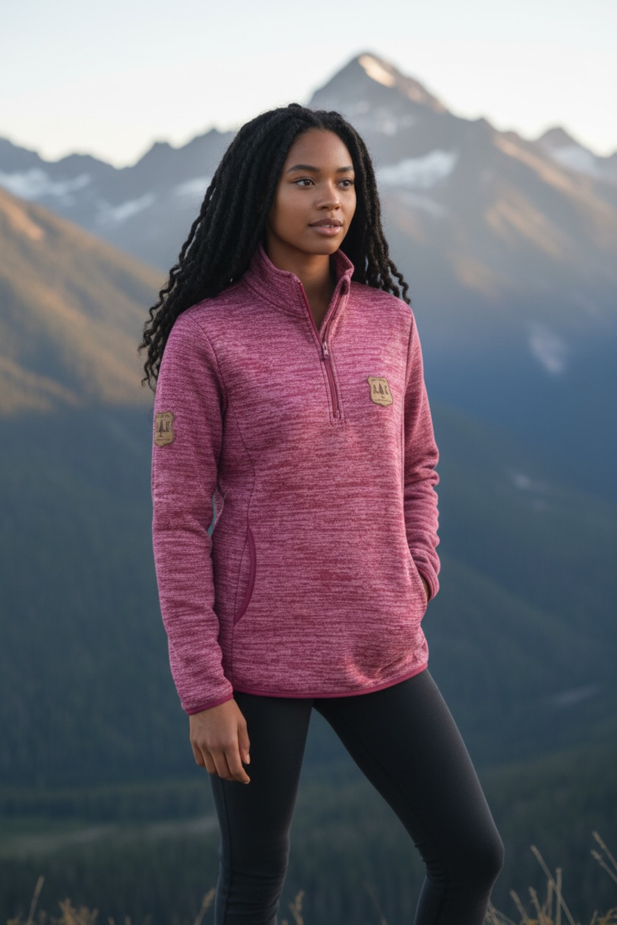 Alaska Chicks Co. Ketchikan Quarter Zip Pullover Heather Red